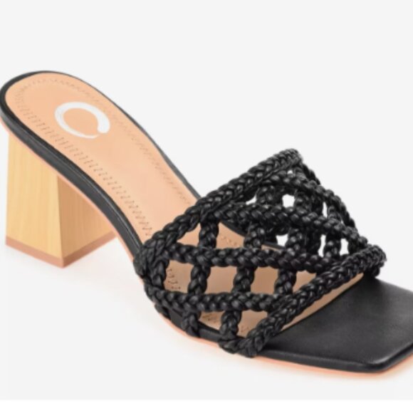 Journee Evvie Sandal Black Weave Sz 6 NIB - Picture 2 of 8